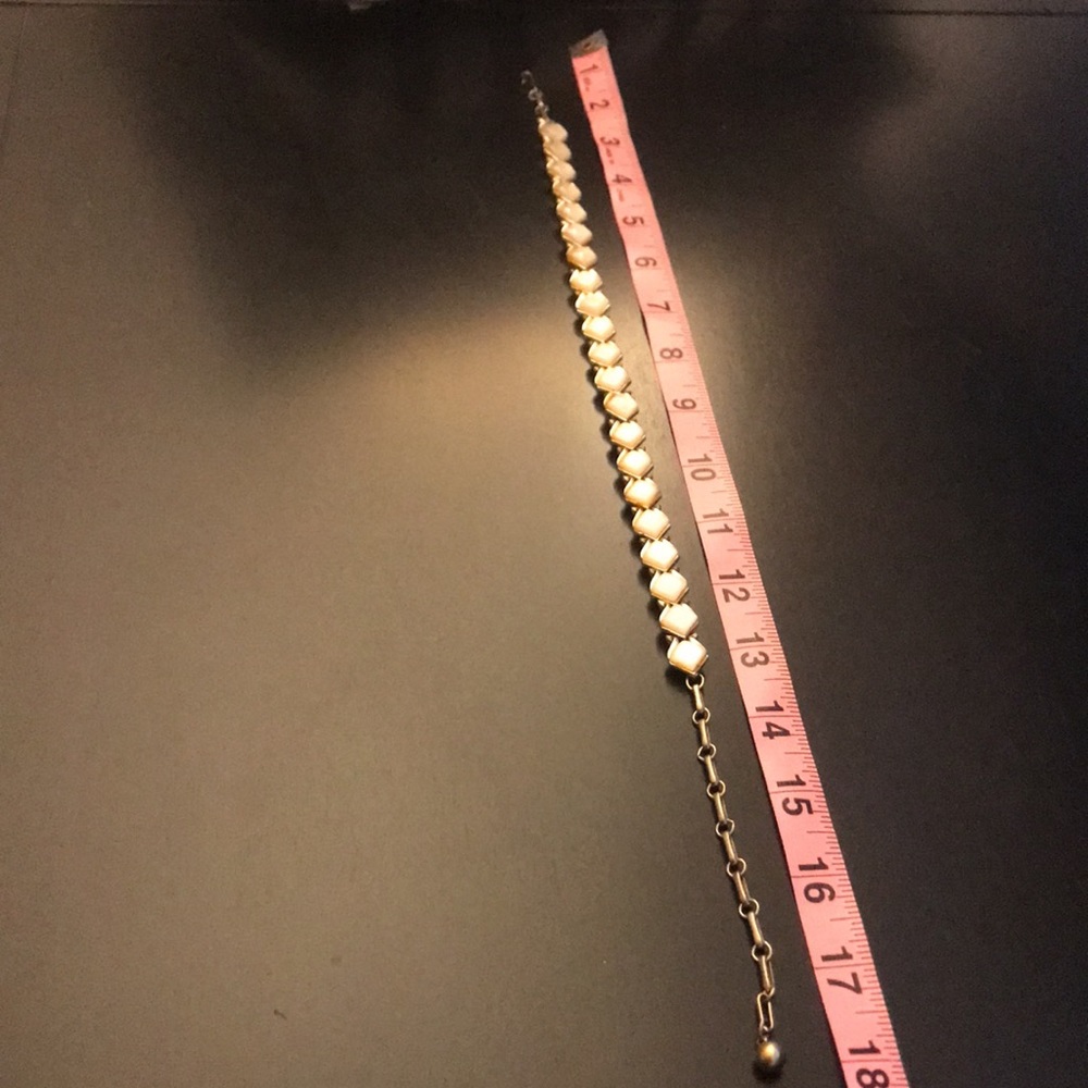 Vintage Coro 17” Choker Gold Tone Pearl White Thermoset Squares 50’s 60’s ❤️ - Picture 3 of 5